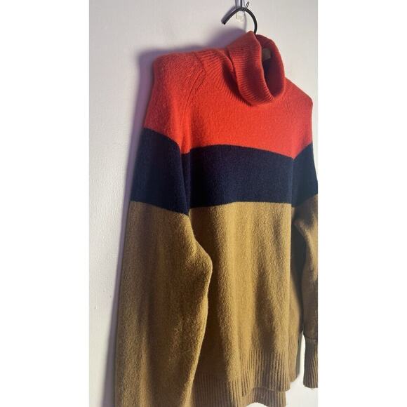 J. Crew Womens M Colorblock Turtleneck Sweater Supersoft Yarn Merino Wool Blend‎ - Picture 3 of 9